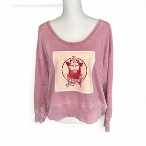 UPCYCLED CHRIS STAPLETON‎ COUNTRY WESTERN L/S SHIRT MAUVE  PINK LADIES LARGE